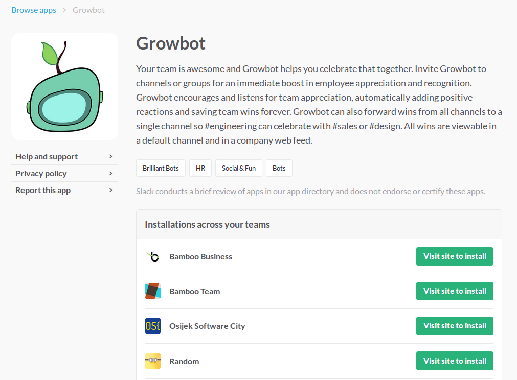 growbot and slack