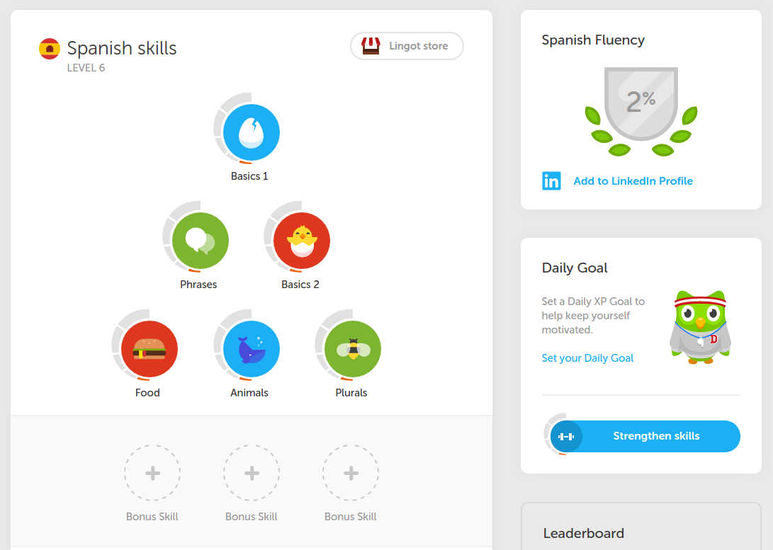 Duolingo interface